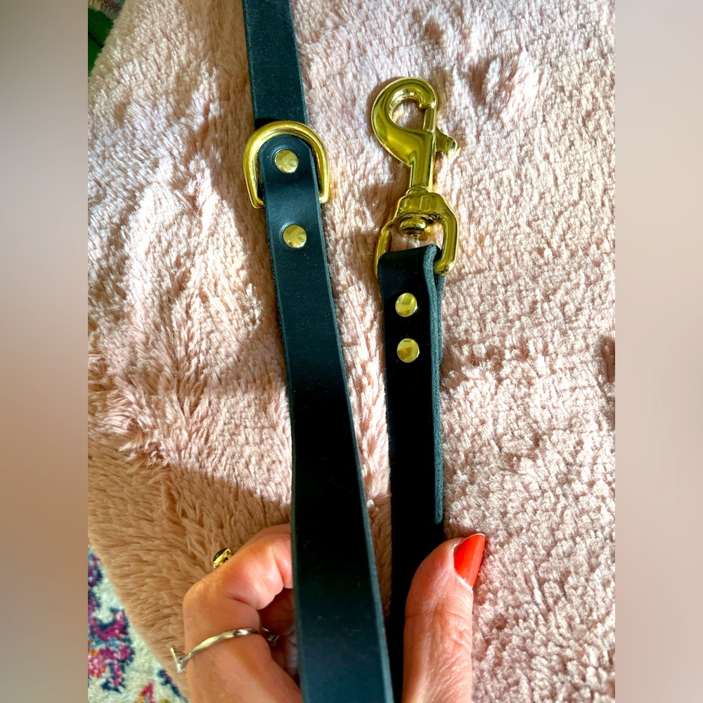 Handmade Black Leather Dog Leash